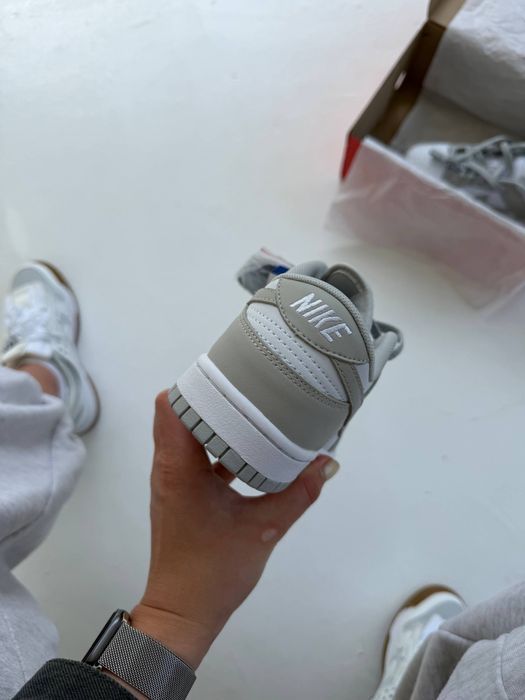 Nike SB Dunk Low Grey White кросівки найк данк сірі шкіряні