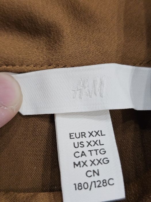 Satynowa Bluzka H&M XXL 44 46 Czekoladowa Elegancki Top ze Stójką NOWA