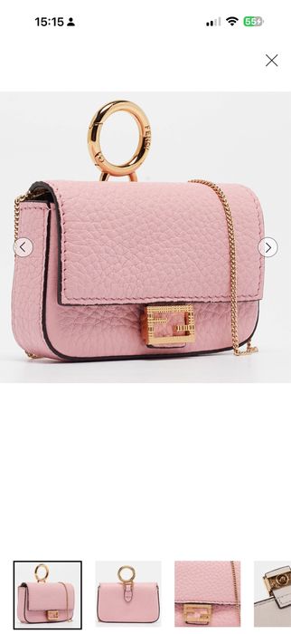 Рожева шкіряна сумка - підвіска Fendi Nano