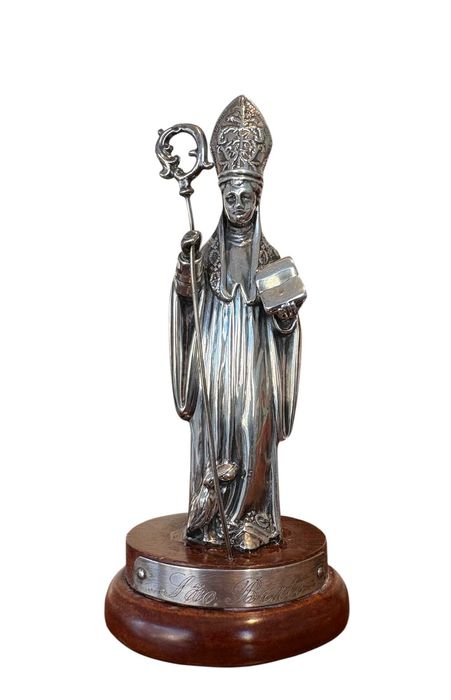 Estatueta Religiosa em Prata 835 – São Bento (Vintage, c. 1960–1980)
