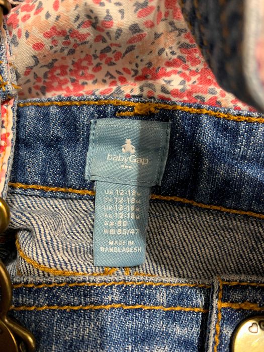 ogrodniczki jeans spodnie 80 baby GAP basic denim zatrzaski