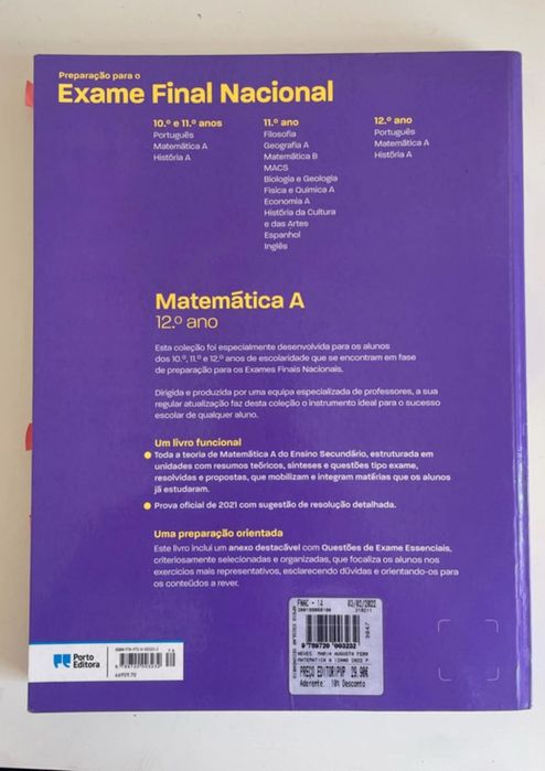 Livro de Preparação para o
Exame Final Nacional de
Matemática A !