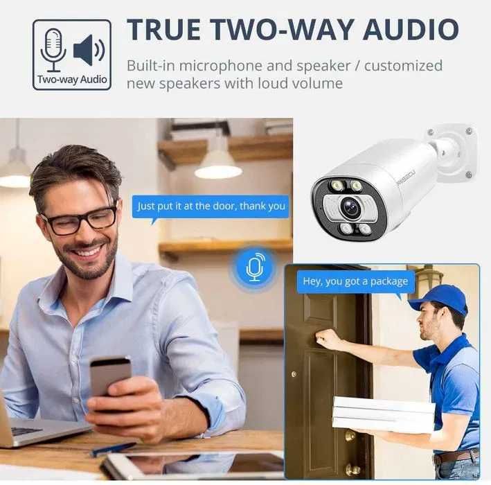 Kit vídeo vigilância 4 camaras POE 5MP detecção movimento