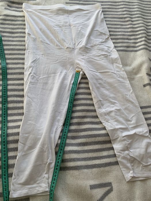 Ciążowe legginsy czarne i biale, długość 3/4, rozmiar L, C&A