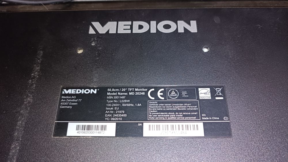 Monitor Medion 20cali