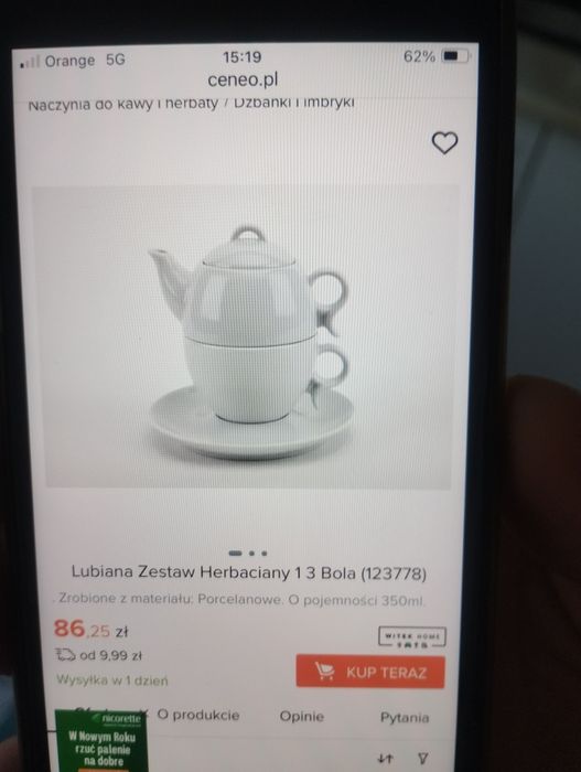 Zestaw herbaciany czajniczek,filiżanka , talerzyk