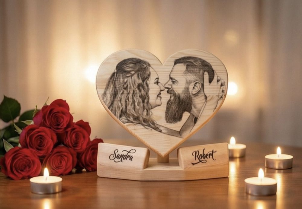 Zdjęcie na drewnie. Prezent na Walentynki.