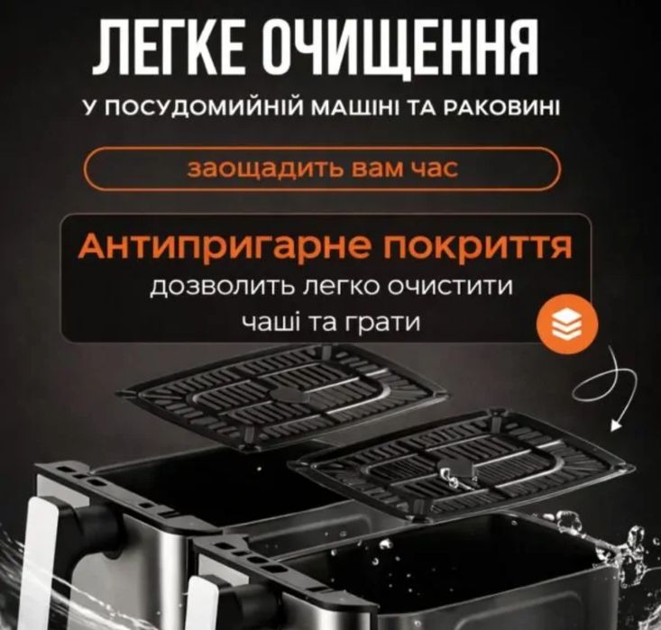 Аерогриль на 4800ват. З двома чашами та тенами