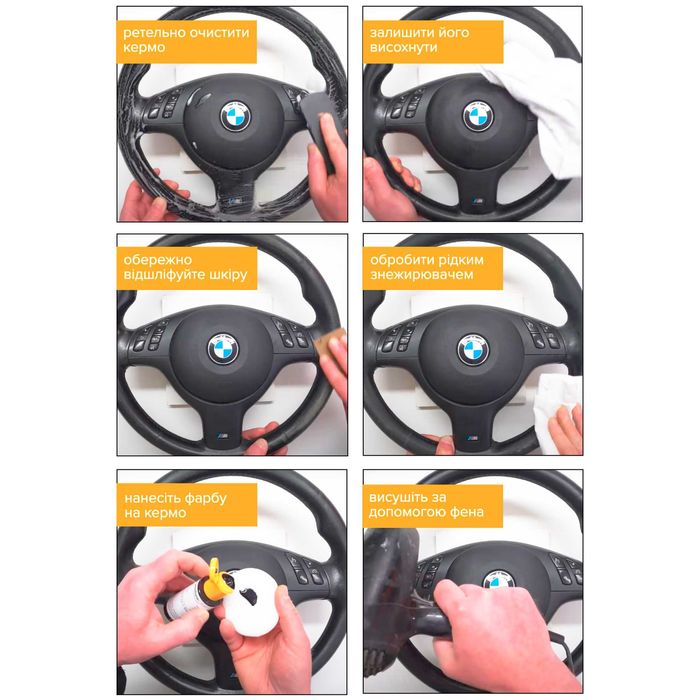 Фарба ,  краска для кожаного руля RESTORE Черный 15мл . Опт