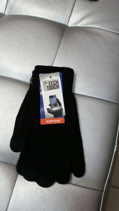 Перчатки черные реагируют на сенсорный экран телефона начес теплые