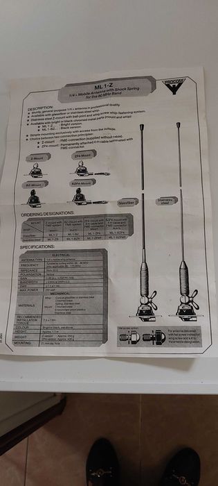 3 Antenas 1/4 Onda Procom ML 1-ZP4RK Banda 80MHz com suporte e cabo64584476843267122