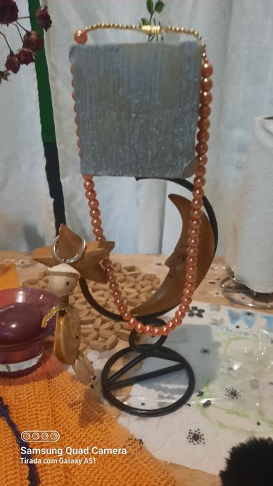 Suporte para vela com lua e.estrela