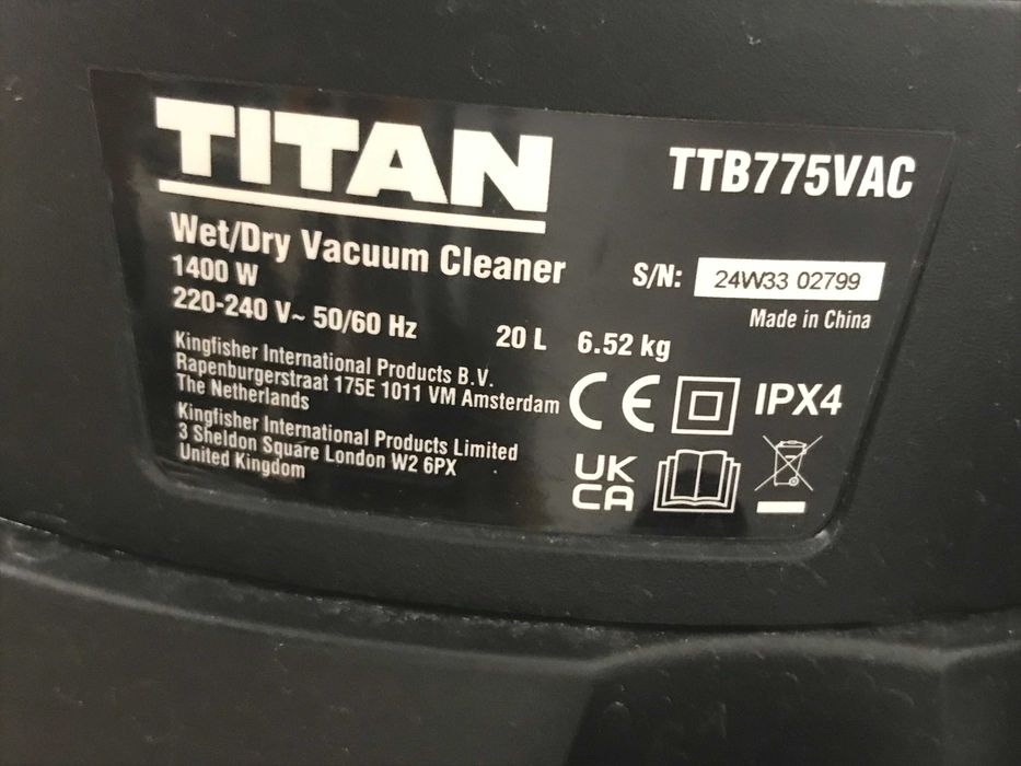 Пилосос для вологого та сухого прибирання Titan TTB775VAC 1400 Вт 20 л
