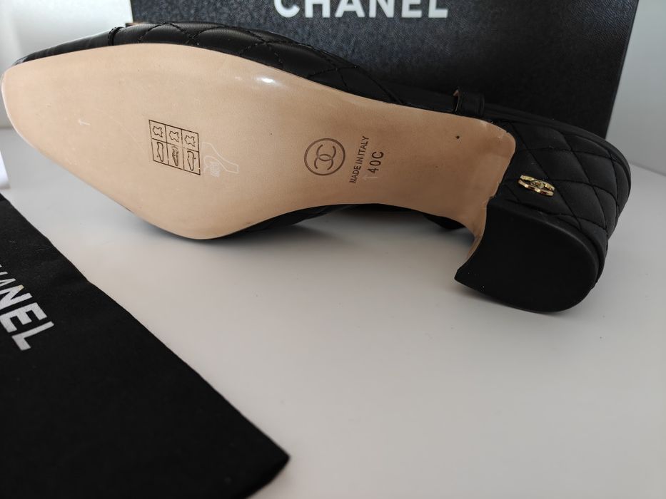 Chanel slingback czółenka CC skóra jagnięca pikowane r.40