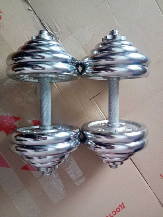 Хромированные гантели - гири 30 килограмм, по 15 кг 2 шт