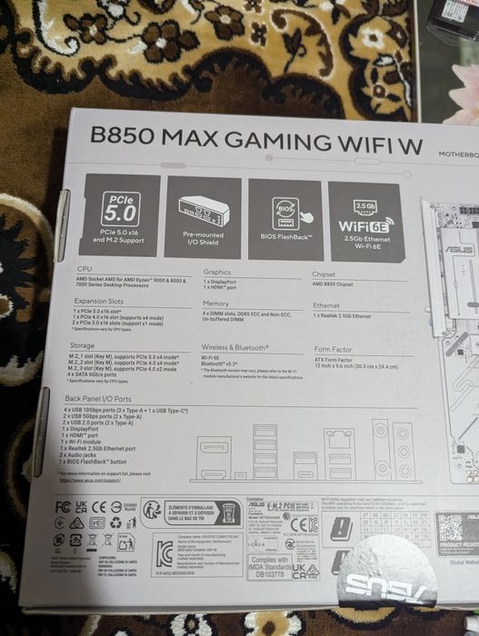 Материнcька плата ASUS B850 MAX GAMING WIFI W (AM5, AMD Ryzen)