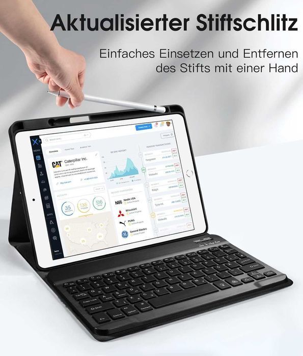 Vobafe etui klawiatura bluetooth LED do iPad 7/8/9 10,2" stojak czarne