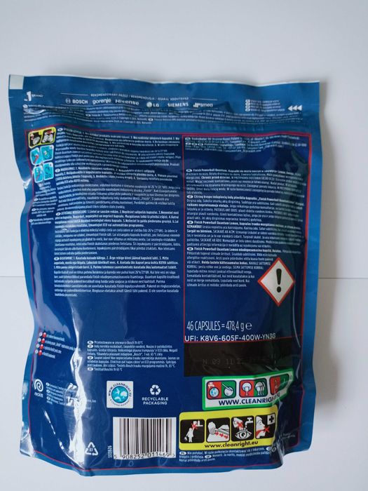 Kapsułki do zmywarki Finish Powerball Quantum ALL IN 1  Lemon 46 szt.