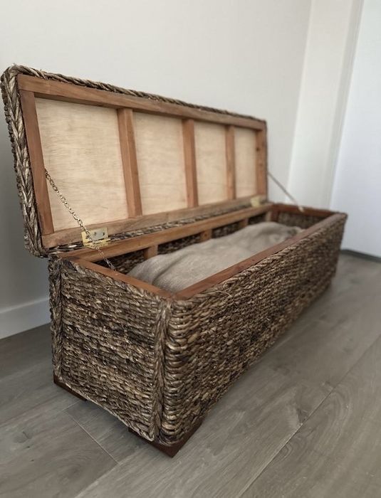 Pojemna skrzynia, pufa - boho, plecionka