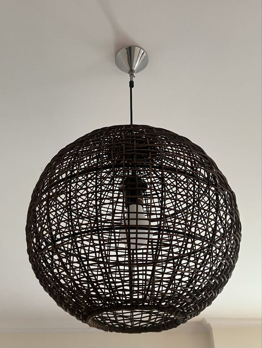 Candeeiro de teto (bola 40 cm em vime natural)