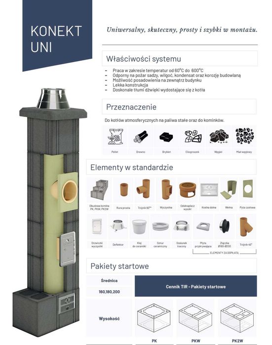 Komin systemowy KONEKT uniwersalny fi200 7m KURIER