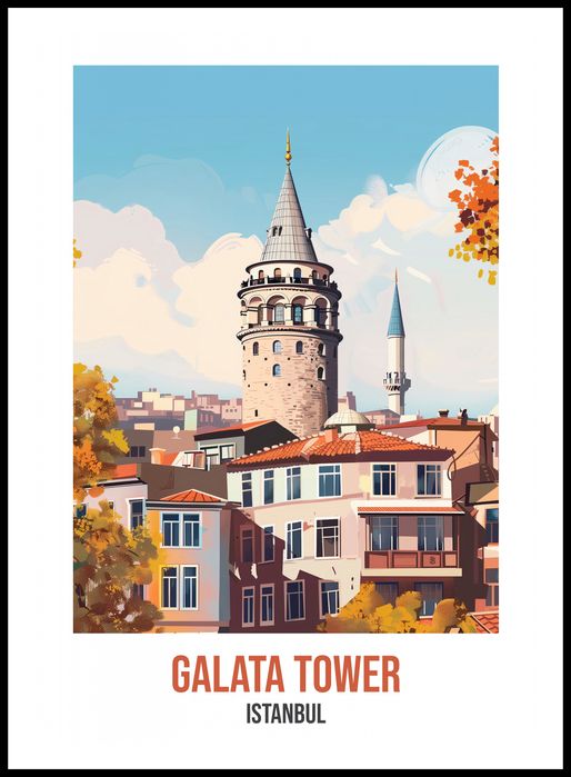 Plakat 64x90cm Galata Tower, Istanbul