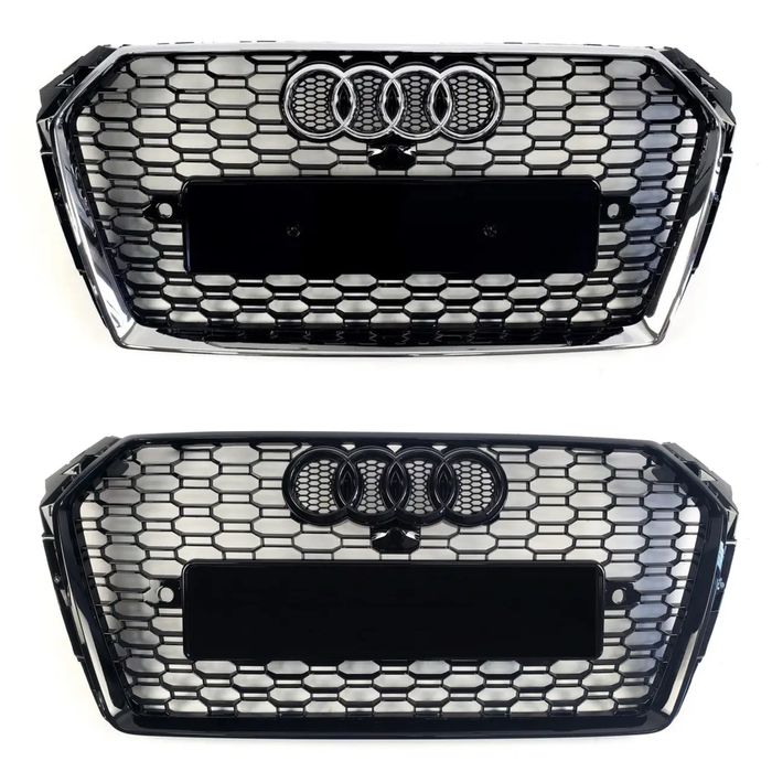 Решітка Audi A4 B9 2015-2019 стиль RS4 чорний глянець