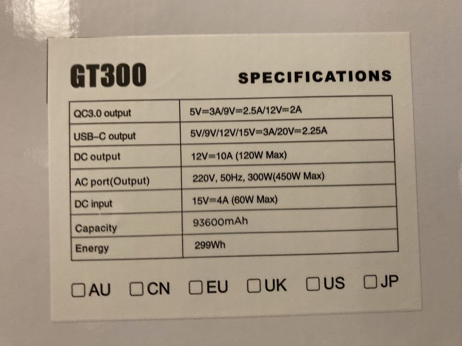 Przenośny powerbank CTECHi 299Wh/300W Akumulator LiFePO4