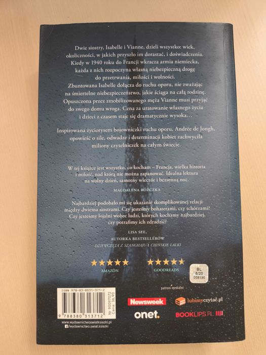 "Słowik" Kristin Hannah, stan bardzo dobry