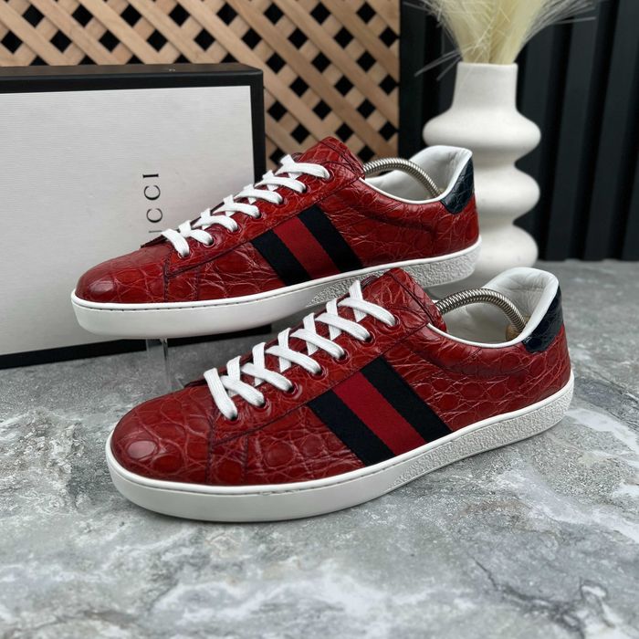 Gucci Ace Web Low Sneakers Чоловічі кросівки шкіра крокодила оригінал 43.5 EUR