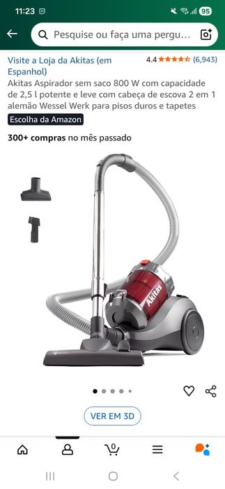Aspirador sem saco Akitas 800W – como novo