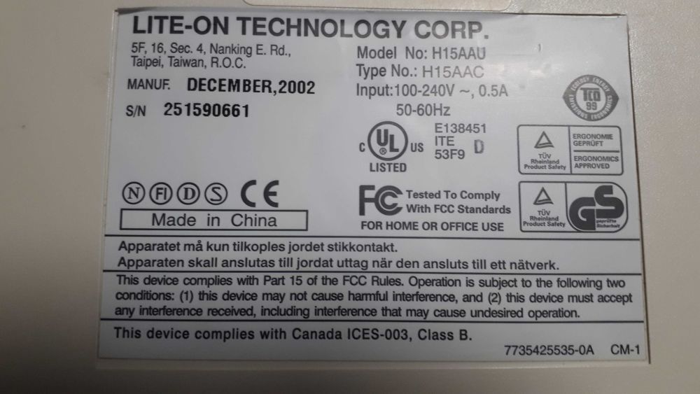 Monitor Lite-on H15AAU
