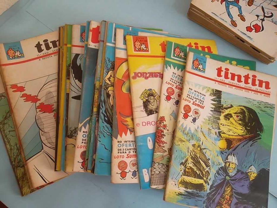 Revista TINTIN - 11º Ano completo Nº 1 a 52, com 10 cartões Loto Sumol