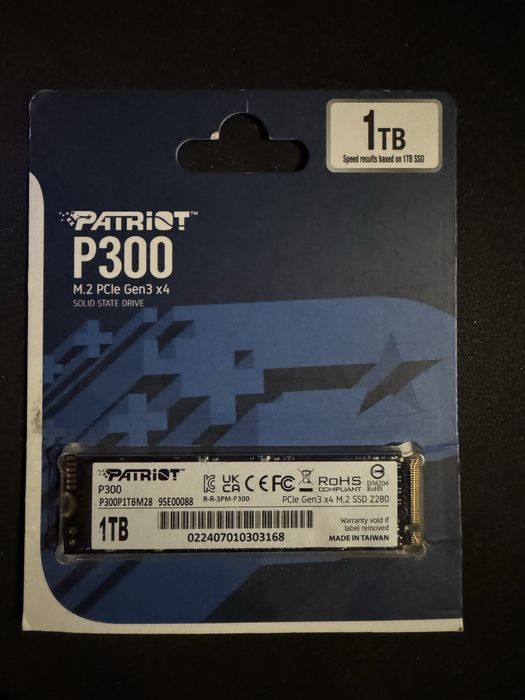 Новий диск Patriot P300 об'ємом 1 ТБ у форм-факторі M.2 SSD