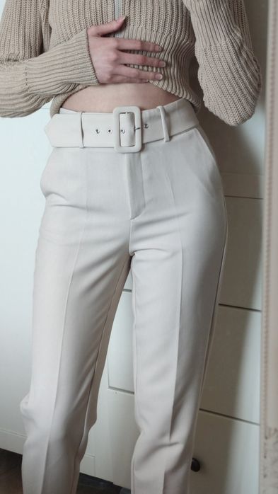Spodnie z paskiem cygaretki z wysokim stanem