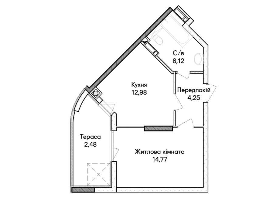 1-к квартира 40.6 м² від ВЛАСНИКА! єОселя / Розстрочка. Здача 1 кв. 2027, ЖК Синергія Сіті