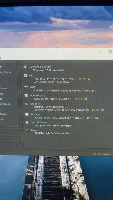 Gamingowy PC  GTX 960  / DDR3-8GB / E3 1220v2/ SSD 120, 400W, Winows  10