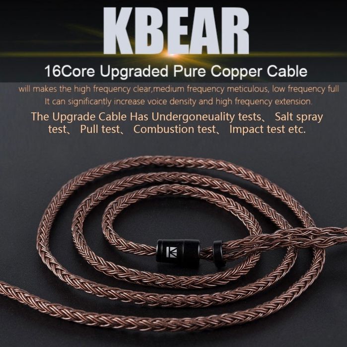 KBear 16 Rdzeni Czysta Miedź 4.4mm/3.5mm MMCX,QDC,0.78