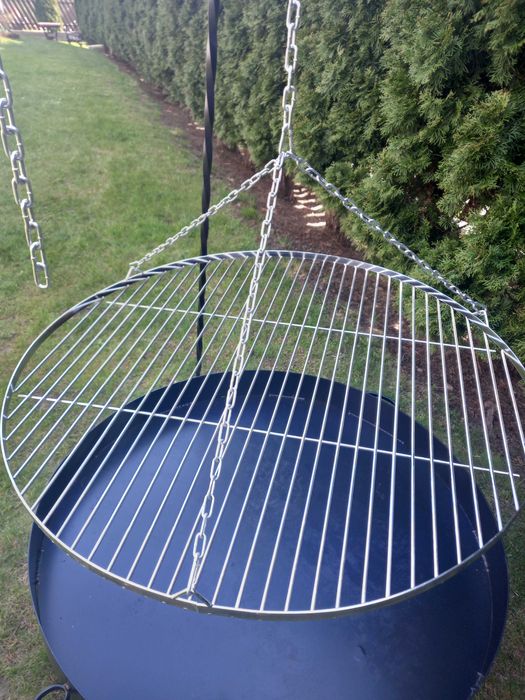 GRILL OGRODOWY o śr. 80 cm Trójnóg +Palenisko+Ruszt chromowany