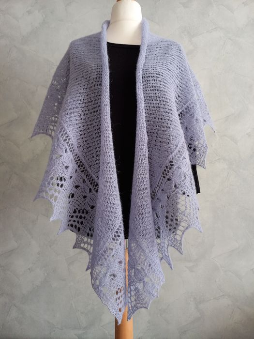 Chusta z alpaki i jedwabiu ręcznie robiona na drutach