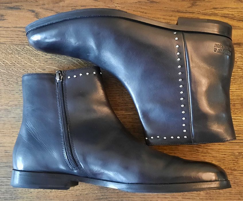 MELVIN & HAMILTON botki czarne skóra srebrne nity ich cena 785zł r. 42