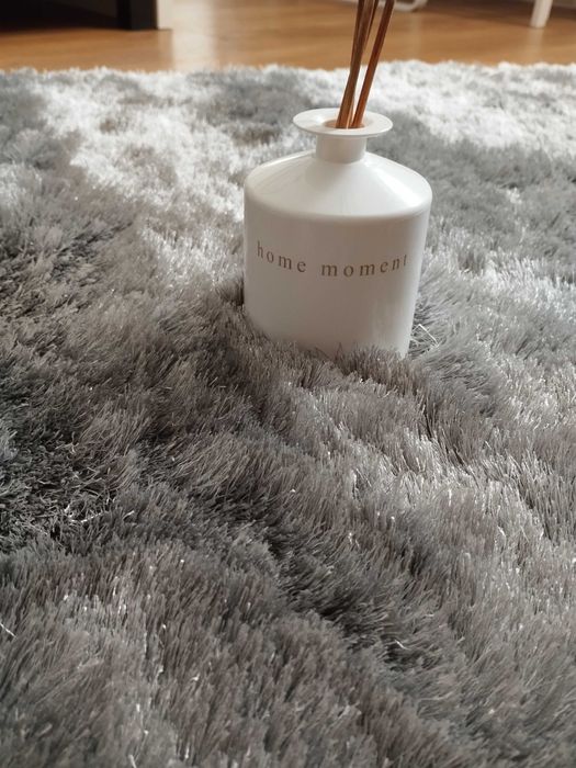 Tapete Shaggy Cinza Prateado 80x150 NOVO