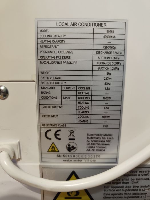 Sprawny Klimatyzator przenośny 3w1  2600W