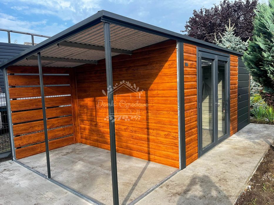 Schowek domek ogrodowy 4x3m drzwi szklane PCV  drewnopodobny  ID1135