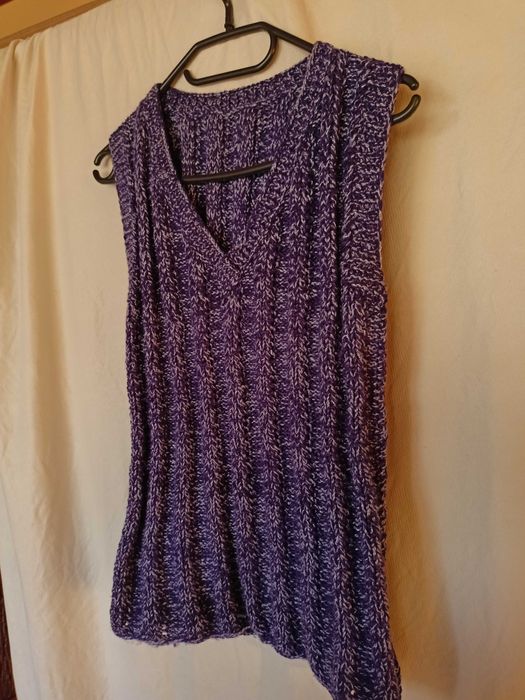 Fioletowa, ręcznie robiona kamizelka roz. uniwersalny M/L