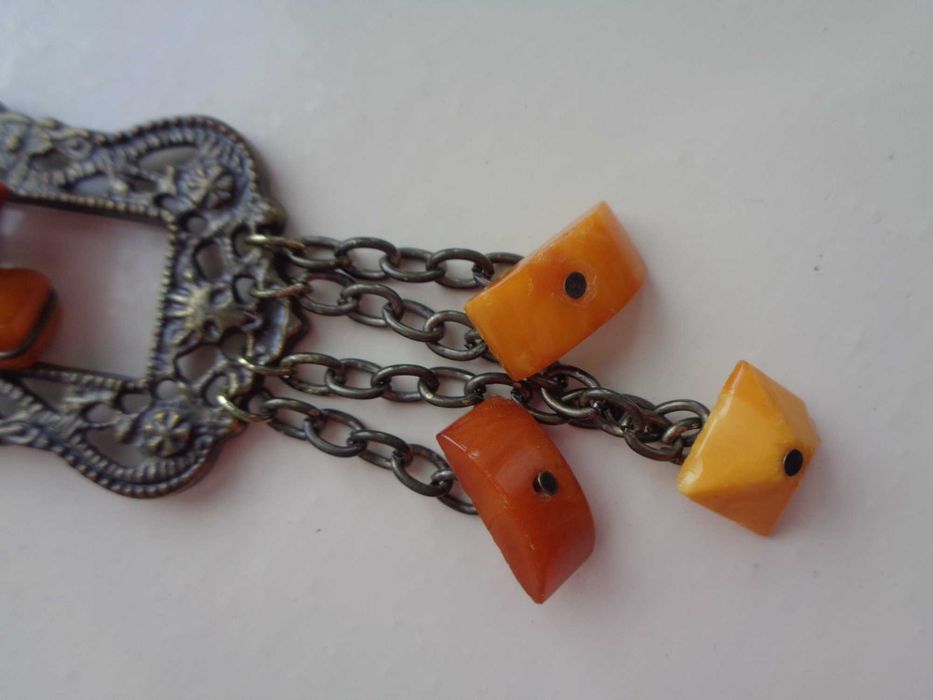 весільна етнічна прикраса Сакта бурштин Балтія 7см