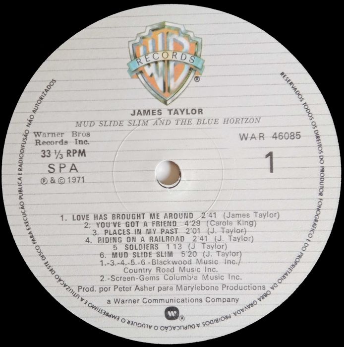 James Taylor	- - - - -	Mud Slide Slim And The Blue Horizon	- - - - 	LP