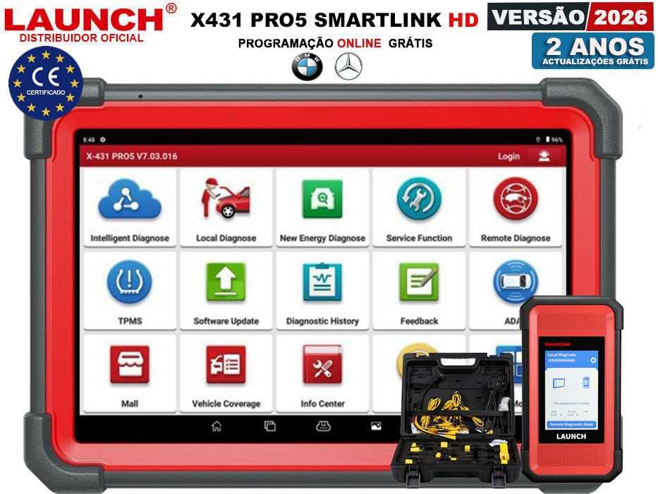 Launch X431 PRO5 SmartLink HD Maq Diagnóstico Ligeiros +Pesados (NOVO)