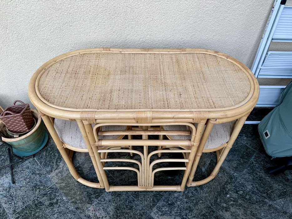 Zestaw rattanowy stolik + 2 krzesła