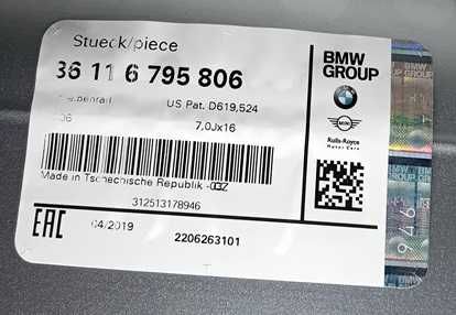 Felga BMW 16"  7Jx16 ET:31  Seria: 3' Seria: 4'  nr mag. 1/376